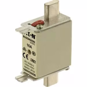 Inserto fusibile Eaton, bassa tensione, 16 A, CA 500 V, 120 kA, NH000, gL/gG, IEC, doppio indicatore di stato, linguetta di azionamento sotto tensione 16NHG000B
