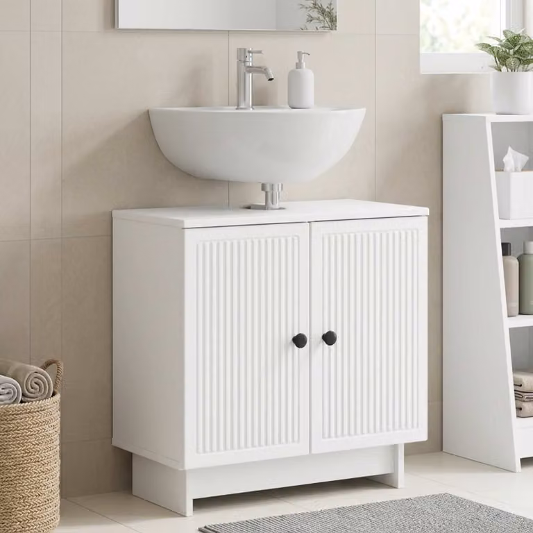 Armadio per lavabo da bagno vidaXL UTRECHT bianco moderno con ante a battente L/P/H: 59,5 x 31,5 x 59 cm