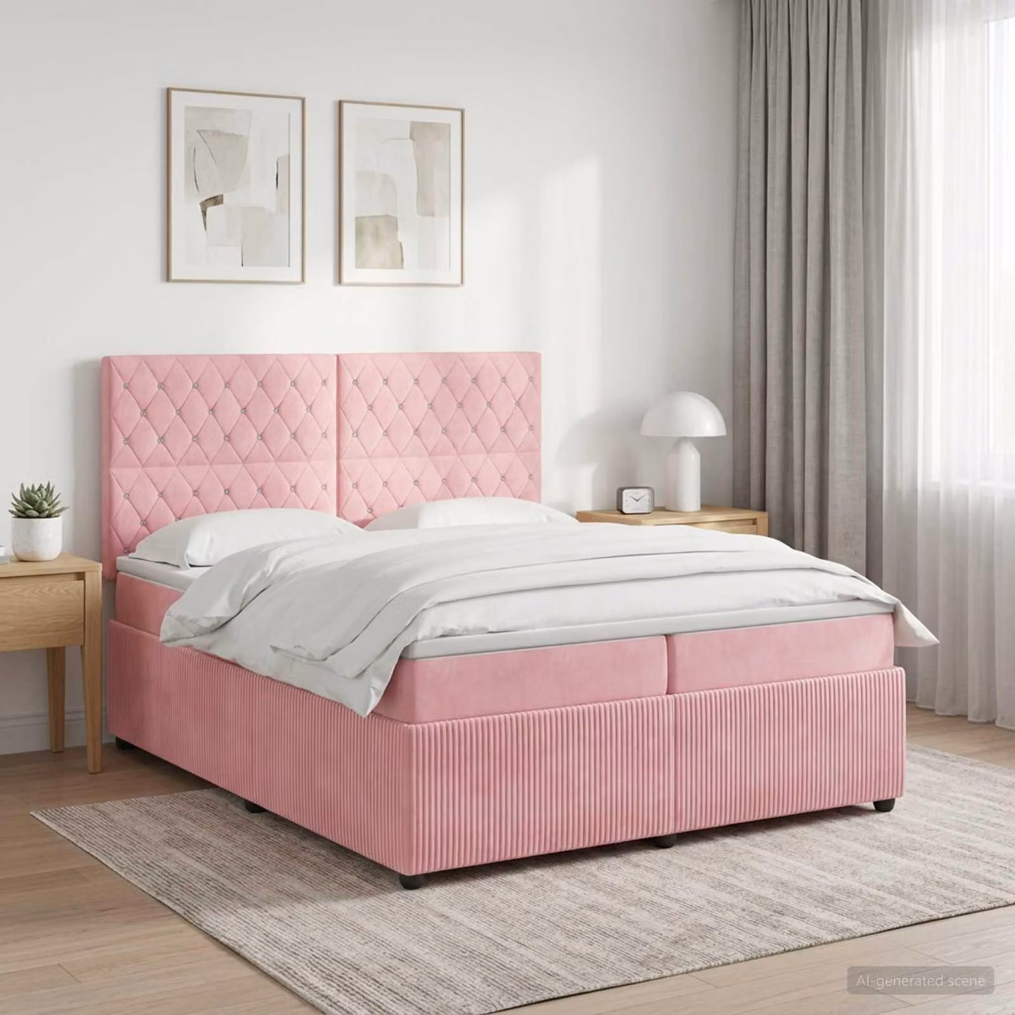 Maison Exclusive - Letto boxspring con materasso e testiera Rosa 200 x 200 cm in velluto