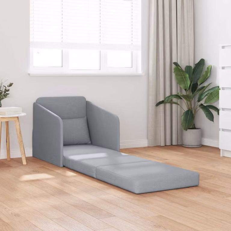 vidaXL Divano letto moderno in tessuto grigio con braccioli L/P/H: 65 x 80 x 83 cm