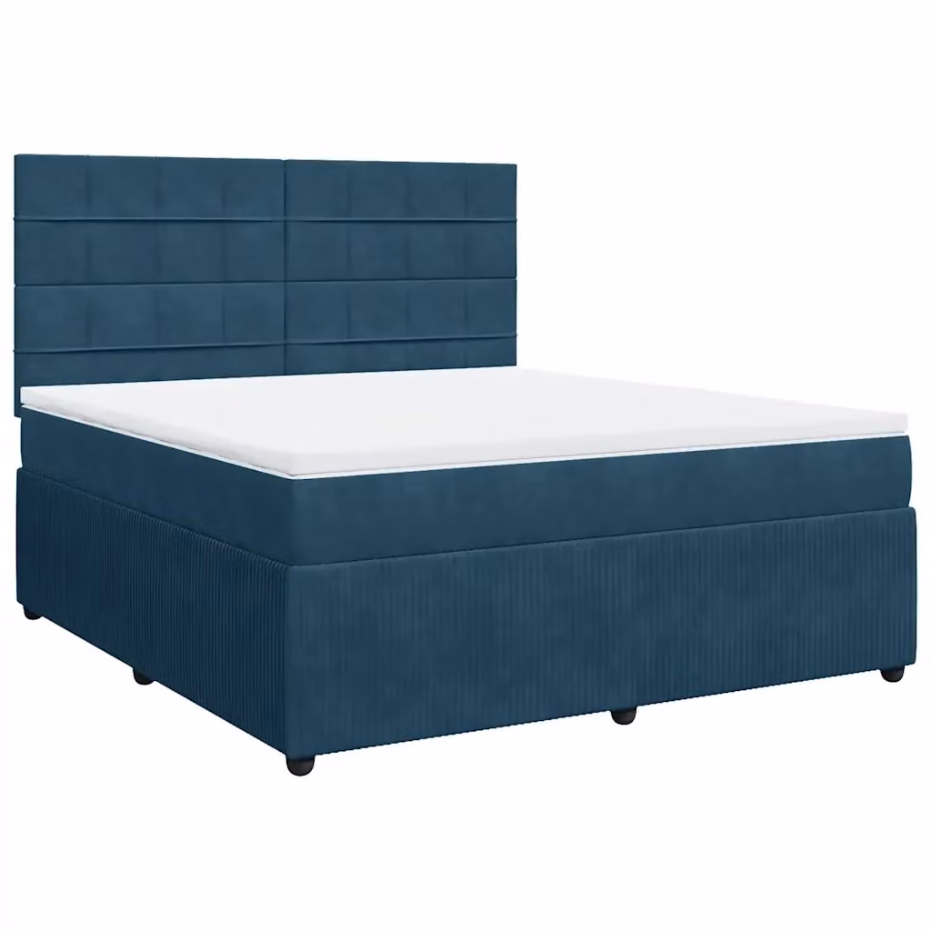 Letto Ibrido con Giroletto in Velluto Blu e Bianco vidaXL L 180 x P 200 cm – 2