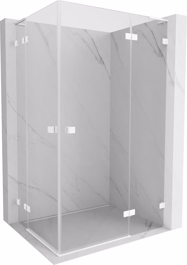 Mexen Lunar L Duo cabina doccia battente destra 85 x 75 cm, trasparente, bianca - 834L-085P-075L-20-00