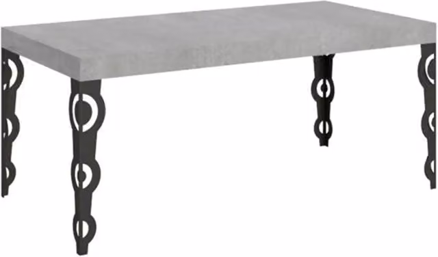 Tavolo allungabile moderno Itamoby Karamay colore grigio con piano in laminato e gambe in metallo L: 180-284 cm, P: 90 cm