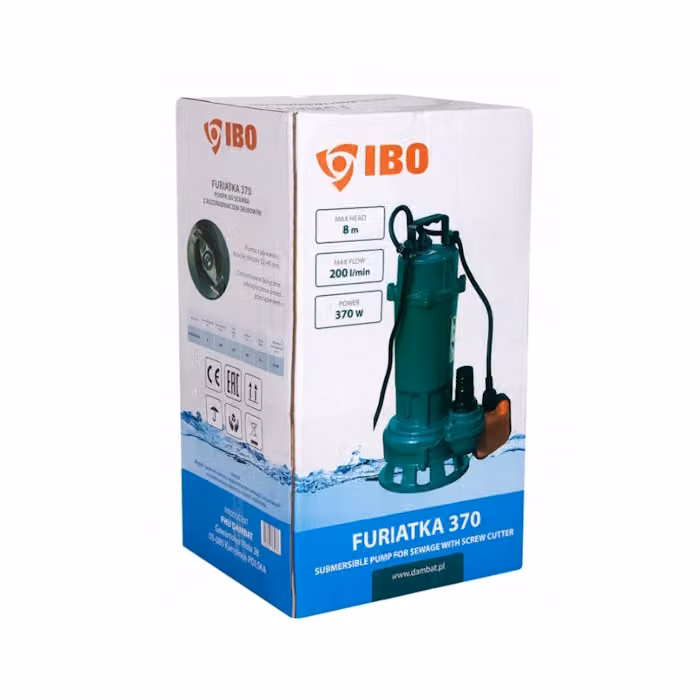 370 W Pompa incorporata per le acque reflue (portata 190 l/min) Altezza di prelievo de 8 m