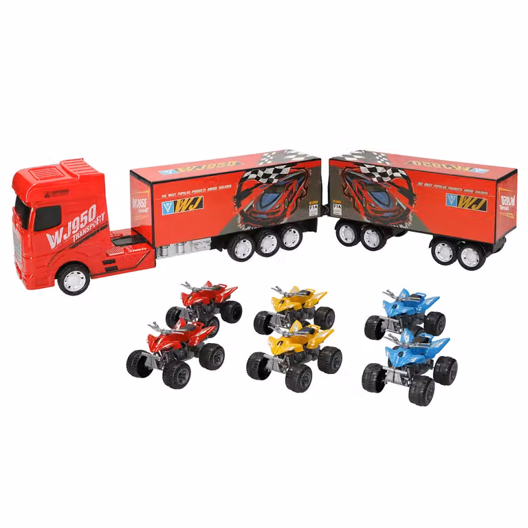TU GIOCHI Super Camion Autoarticolato Rosso con Funzione Pullback