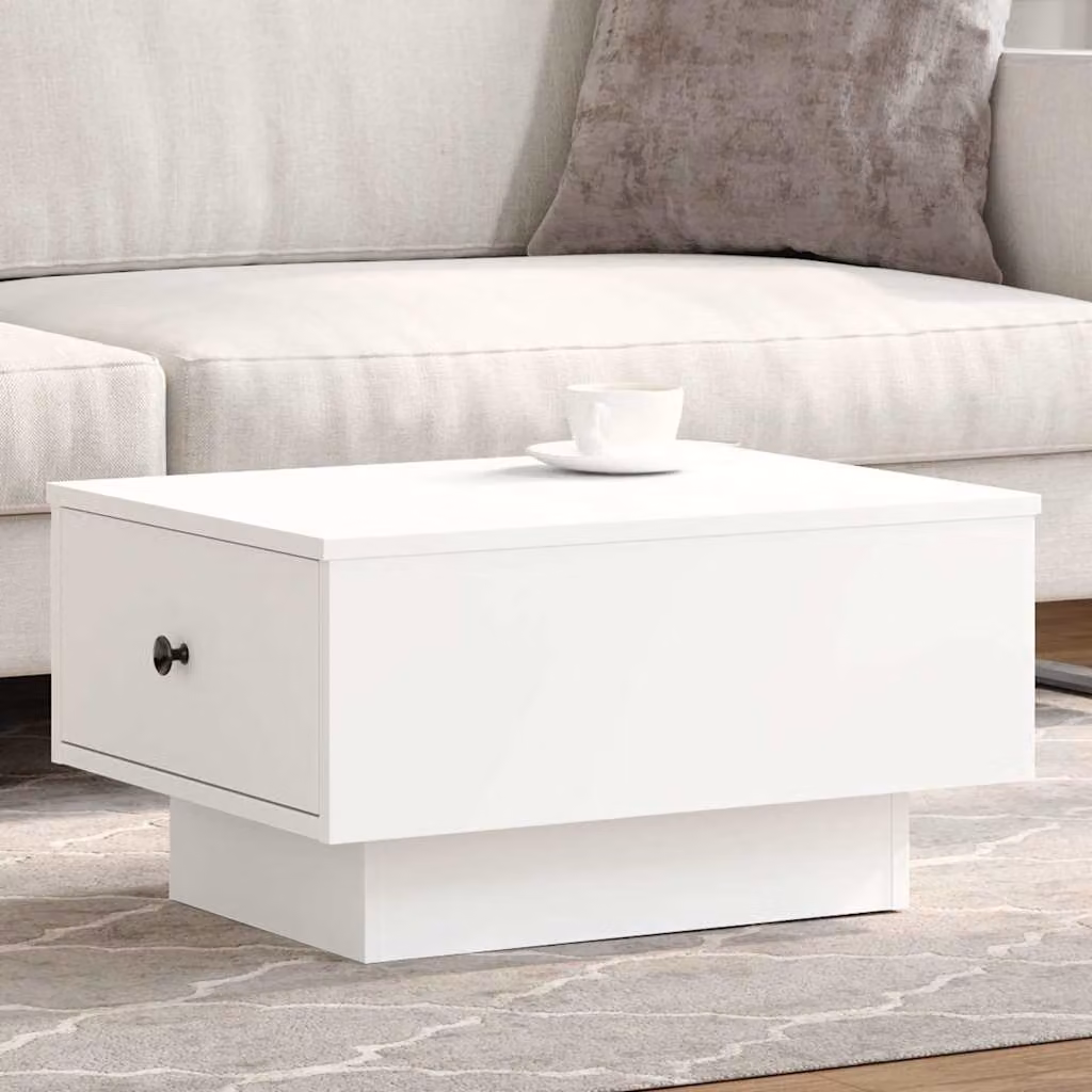 vidaXL Tavolino da Salotto Bianco in Legno e Metallo L: 60 cm, P: 45 cm, H: 31 cm