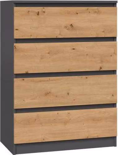 MALWA M4 Comò con cassetti senza maniglie – Design moderno | Colore: antracite/rovere artigianale