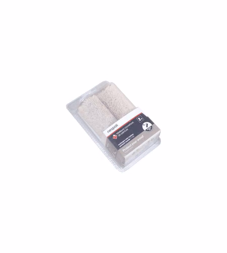 Nespoli Ricarica Minirullo Pittura Legno 11 cm Teflon - 2 Pezzi