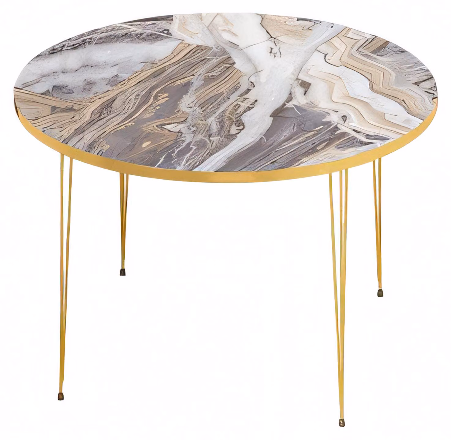 Moderner Mehrfarbiger Couchtisch aus Holz und Edelstahl