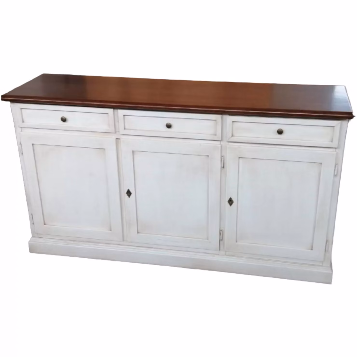 Madia credenza shabby chic bicolore in legno con 3 porte Mobili 2G L/P/H: 156 x 42 x 85 cm – 1