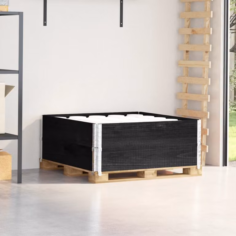 Set di 2 pareti per pallet vidaXL in legno massello di pino, colore nero, 100 x 100 cm