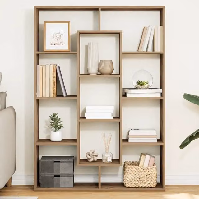 Libreria da parete vidaXL in legno marrone per soggiorno L: 102 cm, P: 29 cm, H: 143 cm