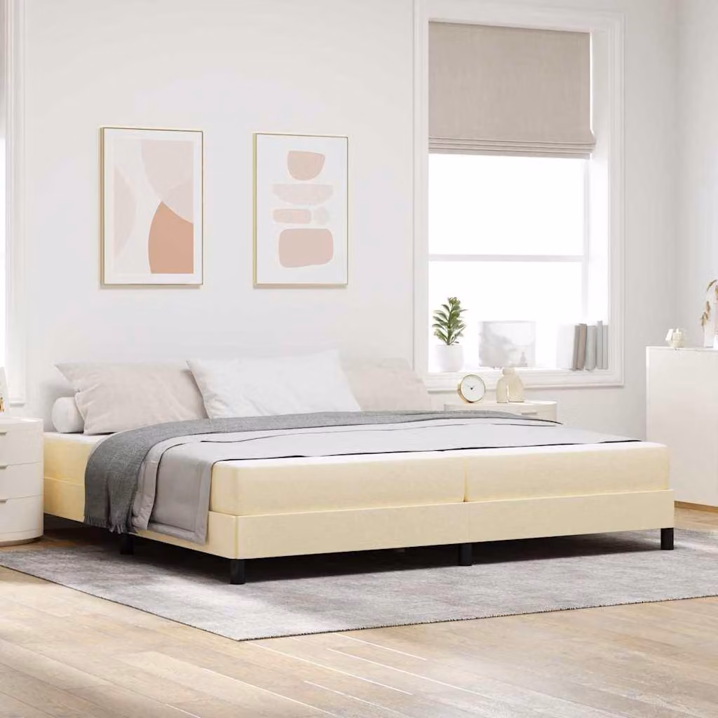 Maison Exclusive - Letto boxspring crema 200 x 200 cm tessuto