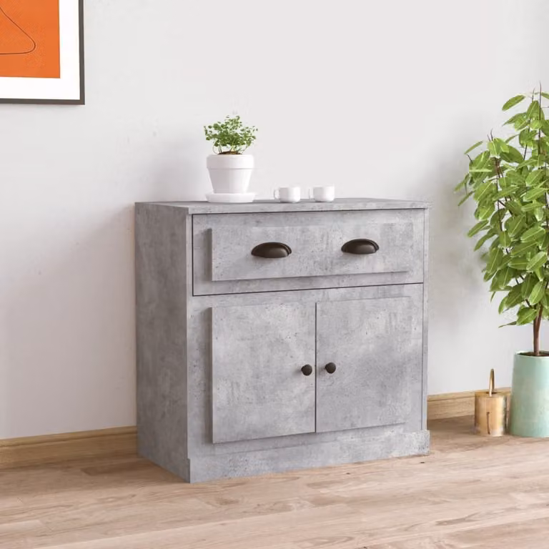 Credenza vidaXL in legno multistrato grigio cemento L 70 cm x P 35,5 cm x H 67,5 cm