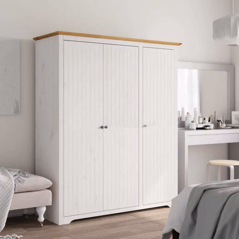 vidaXL Armadio BODO Bianco e Marrone 151,5x52x176,5 cm in legno di pino - Armadio - Armadi - Guardaroba - Armadio - Armadio portaoggetti