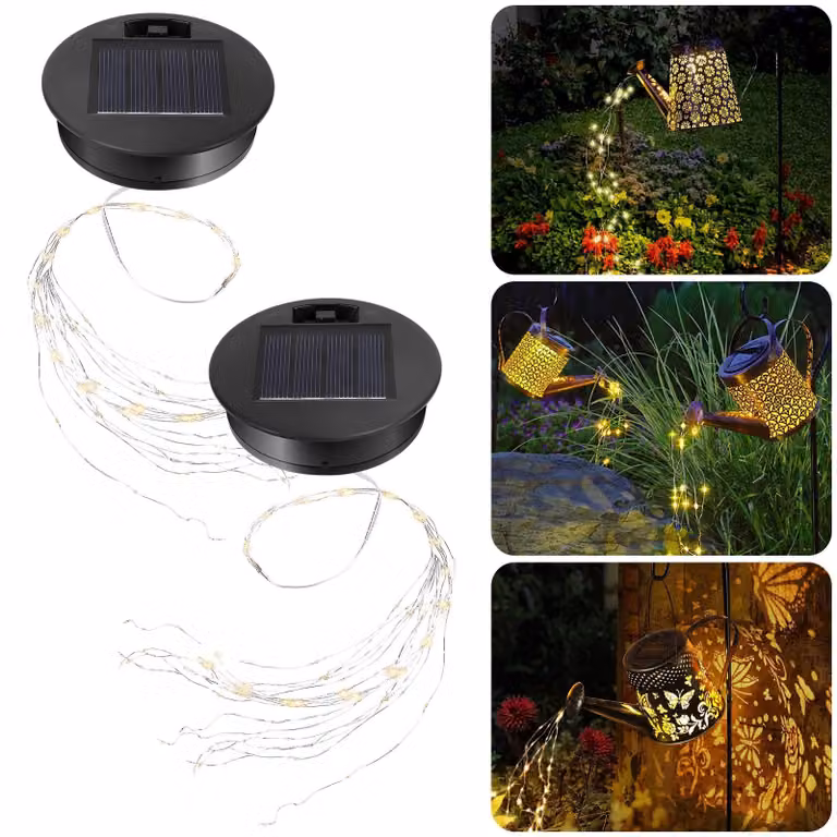 Pannelli solari di ricambio, confezione da 2, 8 cm, neri, con LED, 200 lumen, impermeabili