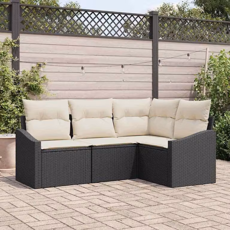 Maison Exclusive - Set di divani da esterno, 4 pezzi, colore nero [Materiale sintetico]: rattan sintetico
