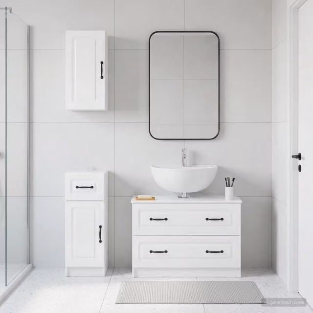 Set di armadietti da bagno in 3 pezzi UTRECHT Bianco Lucido 3417814