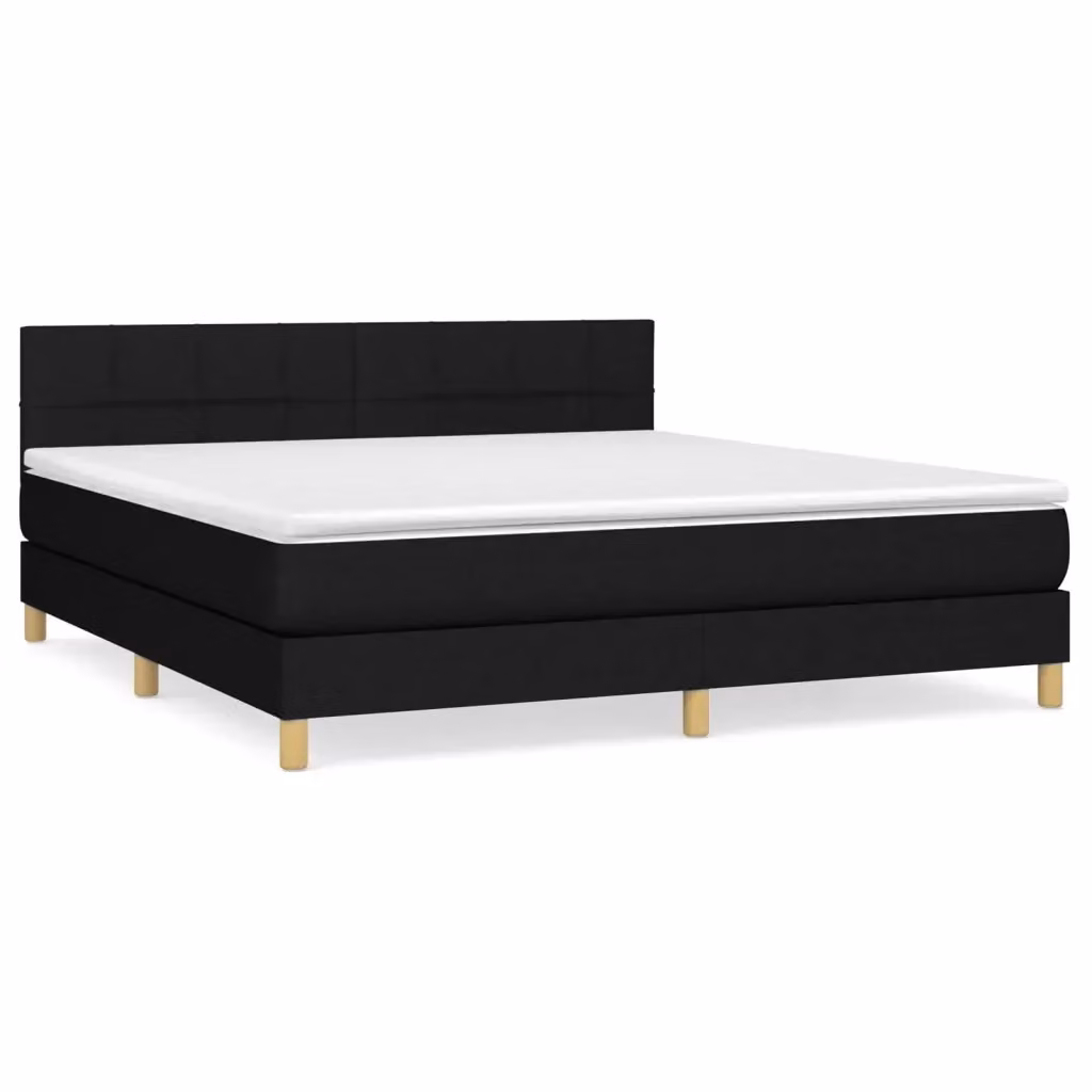 Letto Ibrido vidaXL con Giroletto a Molle e Materasso in Tessuto Nero e Bianco L/P: 180 x 200 cm – 2
