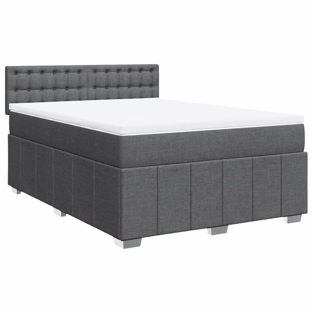 Giroletto a Molle con Materasso Grigio Scuro 140x190 cm Tessuto