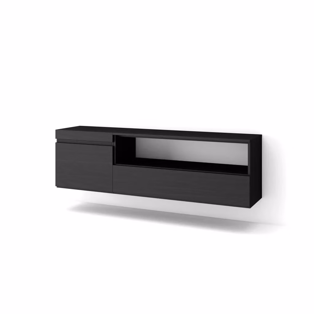 Mobile TV da appendere SKRAUT HOME per soggiorno moderno, Nero, L 102 cm x P 35 cm x H 45 cm – 2