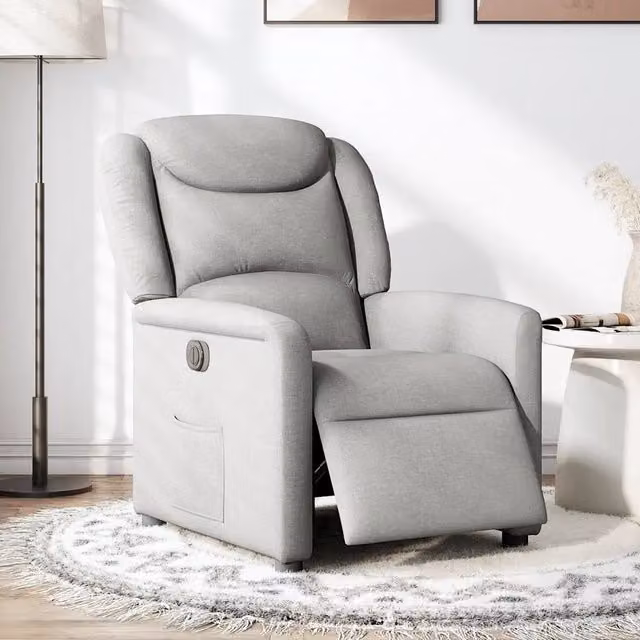 Poltrona Reclinabile Elettrica vidaXL in Tessuto Grigio con Braccioli e Funzione Relax – 1