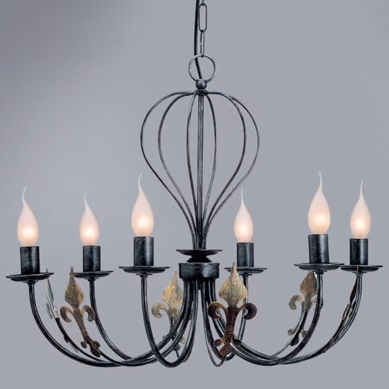 Kögl Lampadario a soffitto CASTELLO, dimmerabile, Nero, Soggiorno / Sala da pranzo, Metallo, Campagna / Rustiche, Lampadario
