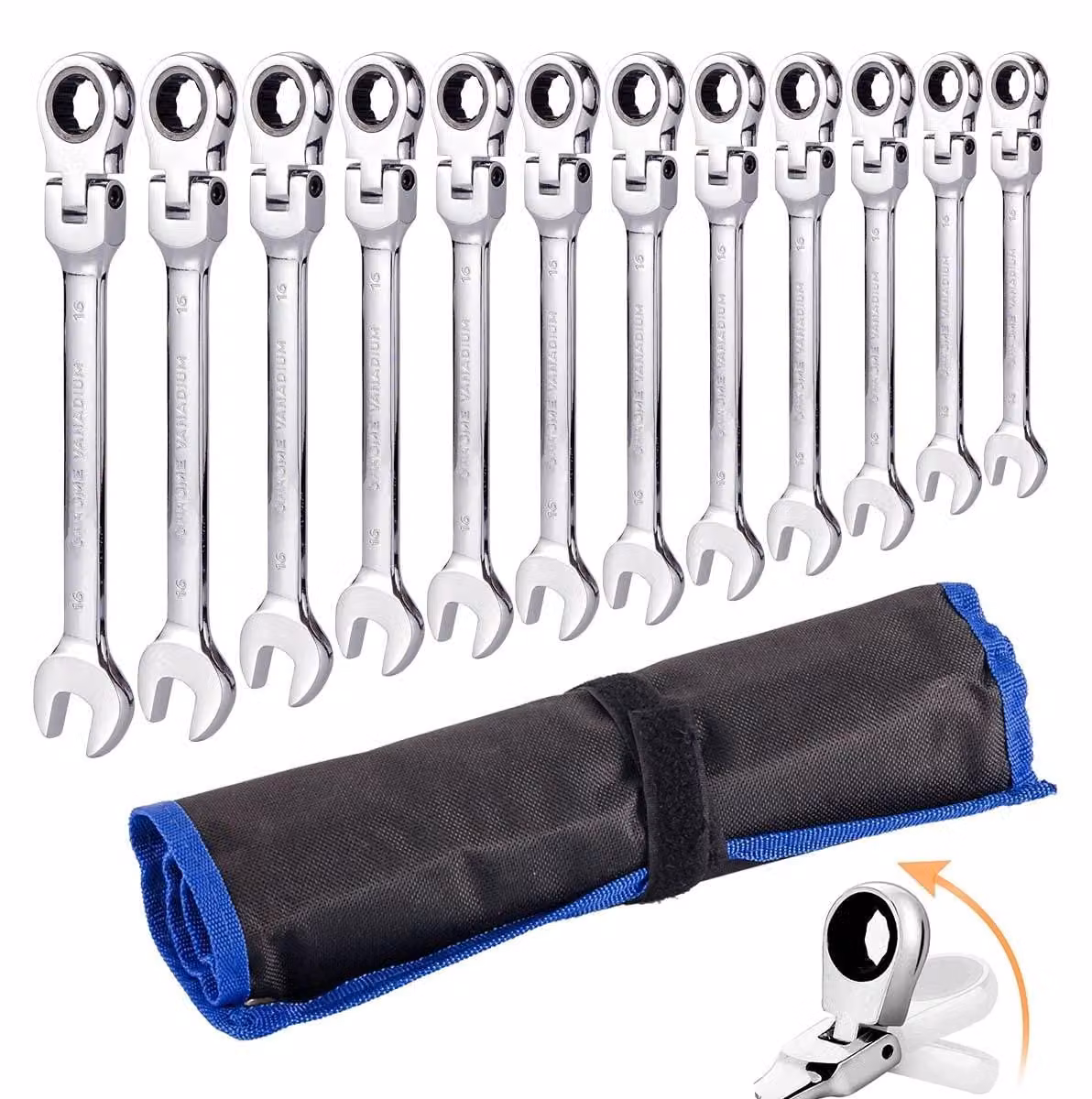 Set di chiavi a cricchetto - 12 pezzi, combinazione flessibile