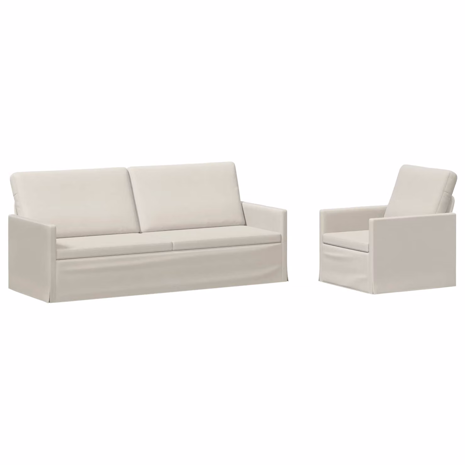 Set di 2 divani moderni vidaXL in velluto beige con struttura in metallo per soggiorno o ufficio in casa