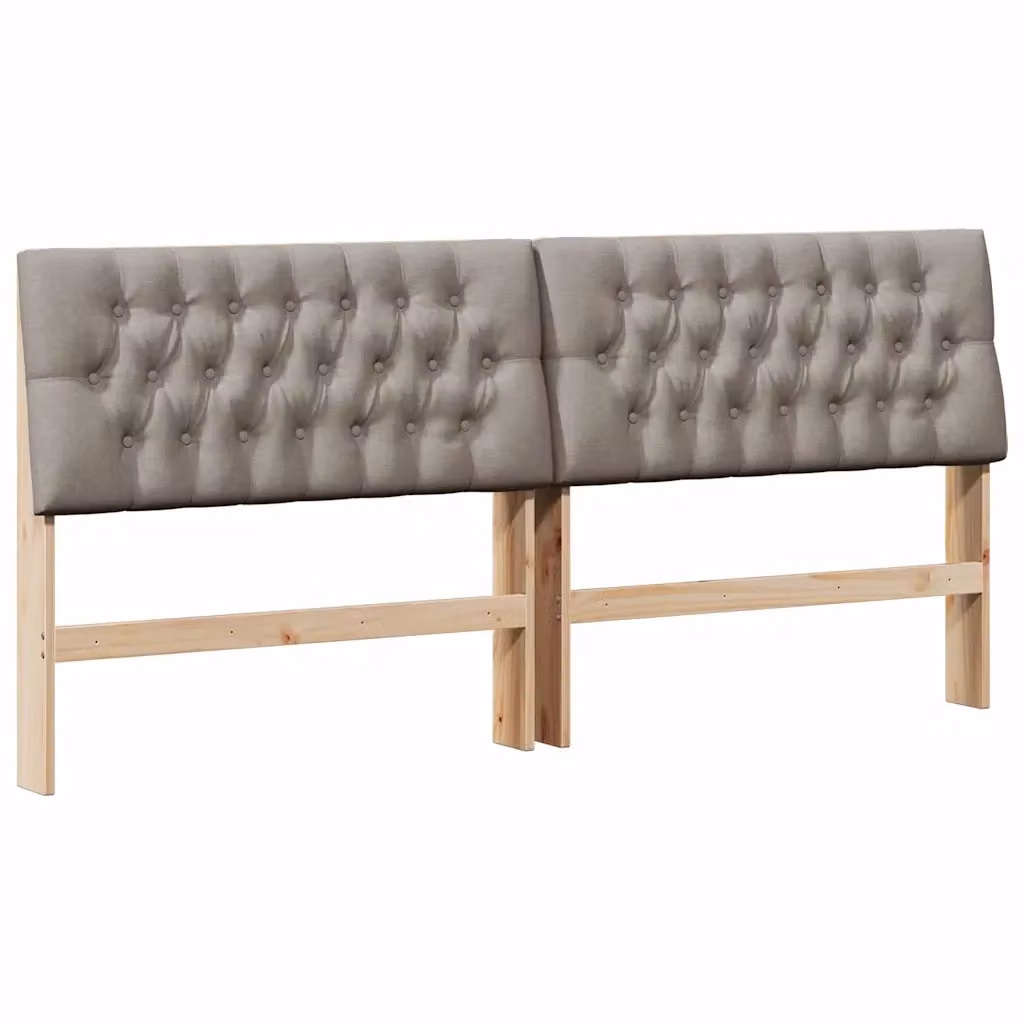 Testiera imbottita con cuscini Talpa vidaXL in pino massello, disponibile in beige o grigio, larghezza 200 cm – 2