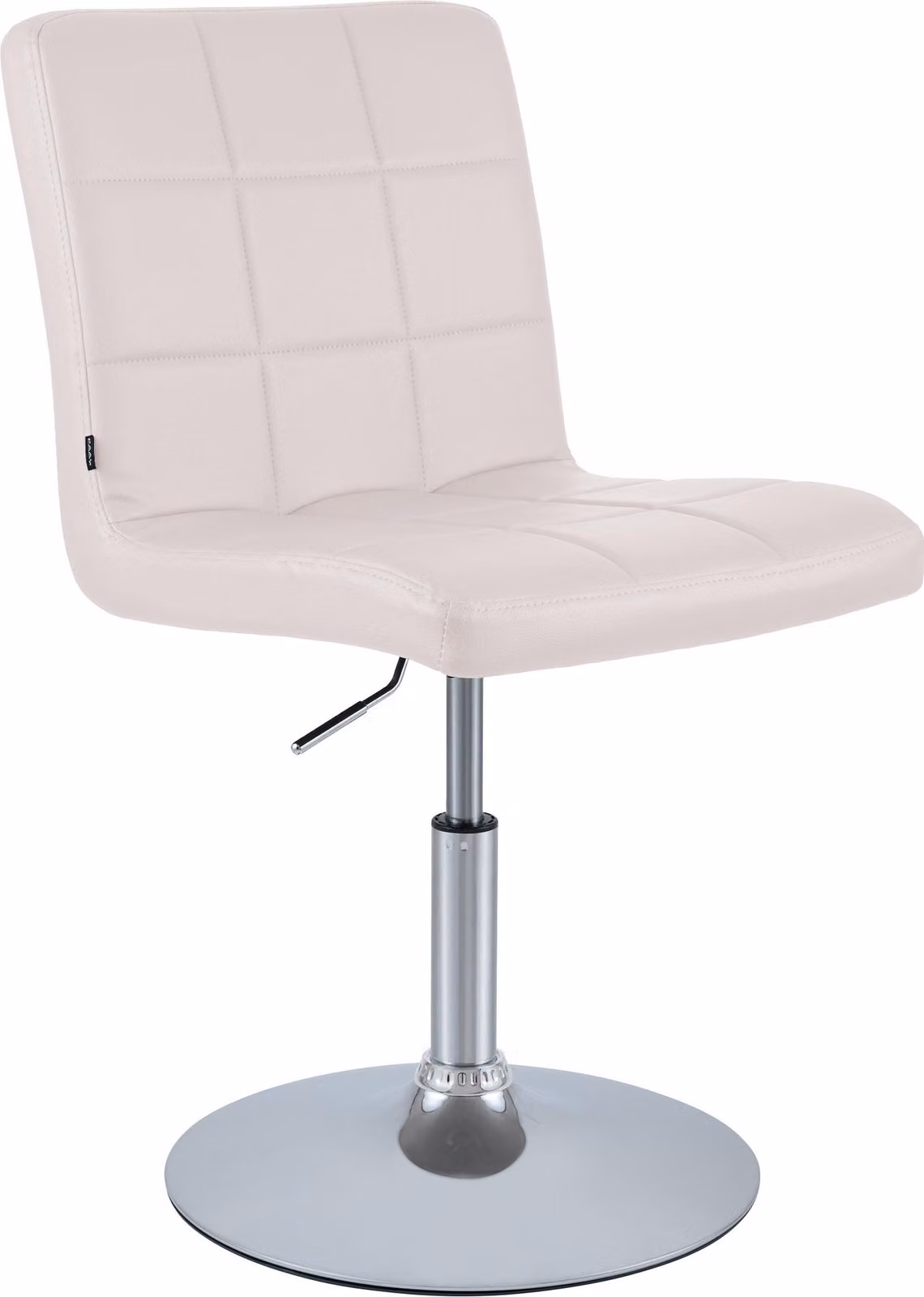 Sedia da pranzo Ricky, rivestita in ecopelle, regolabile in altezza, girevole a 360°, colore bianco. (CLP)