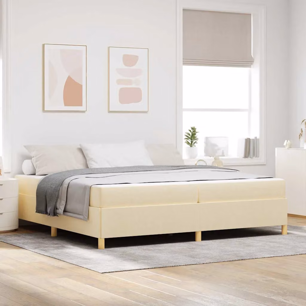 Struttura del letto imbottita vidaXL in tessuto beige con materasso L/P/H: 200 x 200 x 280 cm