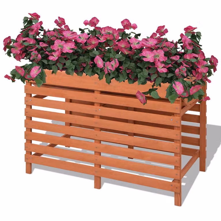 vidaXL Fioriera in Legno per Orto e Giardino Ornamentale, Marrone e Arancione, L: 100 cm, P: 50 cm, H: 71 cm