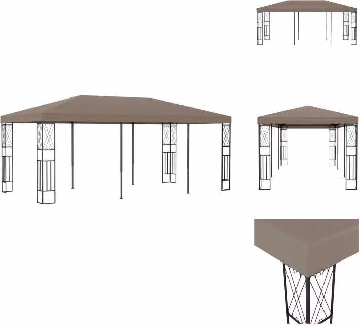 vidaXL Padiglione 6x3 m Taupe tessuto - Padiglioni e tende da festa