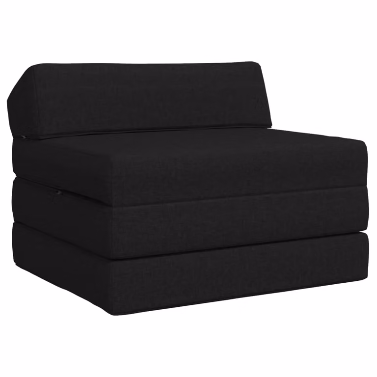 vidaXL Divano Letto Pieghevole Moderno in Tessuto Nero L: 200 cm, P: 70 cm, H: 10 cm