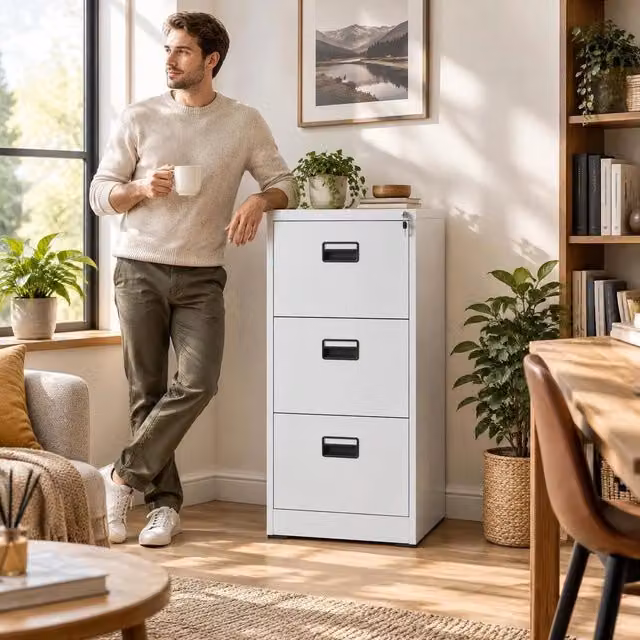 Filing Cabinet, Light Grey, 46x62x102.5 Cm, Steel