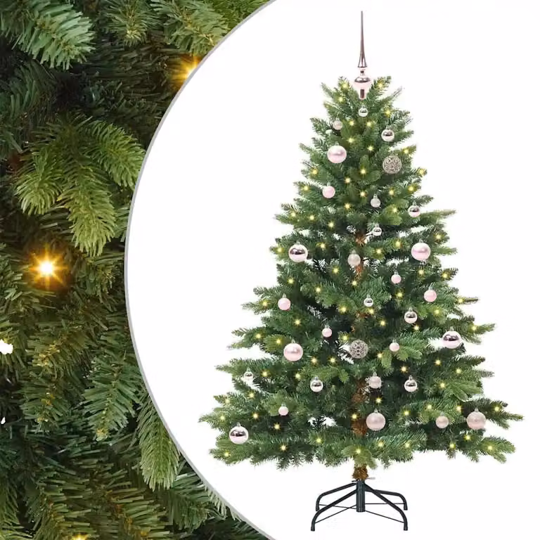 Albero di Natale artificiale vidaXL verde con 150 LED luce bianca calda in PE e PVC, Altezza: 150 cm