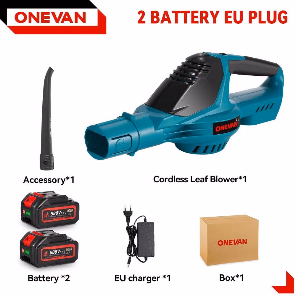 Soffiatore a batteria - Soffiatore per foglie e neve - Motore brushless - Velocità dell'aria 180 m/s - 5 livelli di potenza - 5500 W - 2 batterie da 18 V incluse