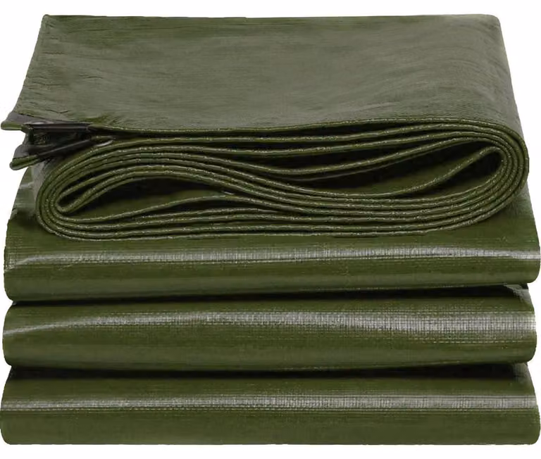 Telo impermeabile con occhielli, verde, in tessuto PE, dimensioni 4x6 metri