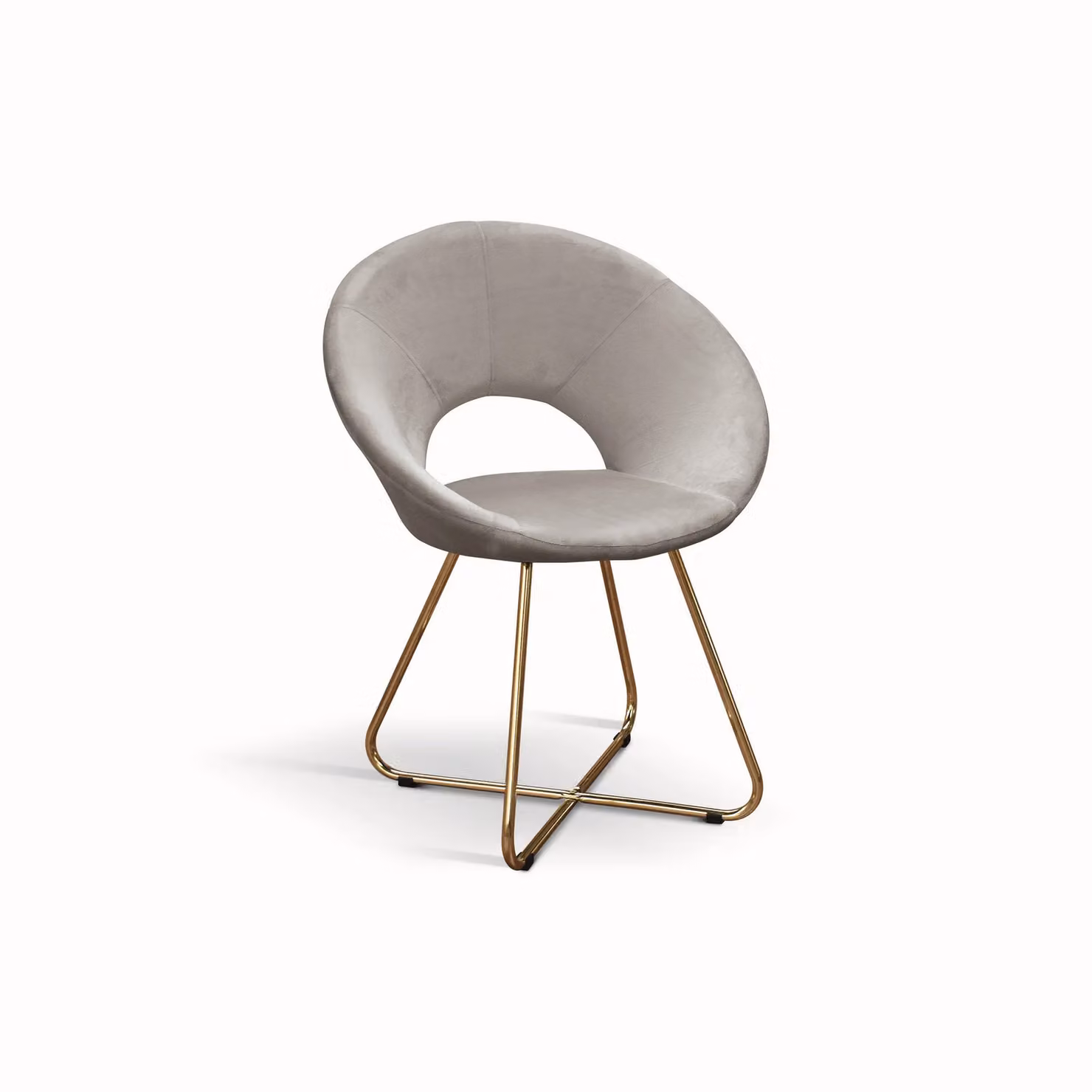 Set di poltroncine ZANTE in tessuto effetto velluto grigio e base in metallo color oro