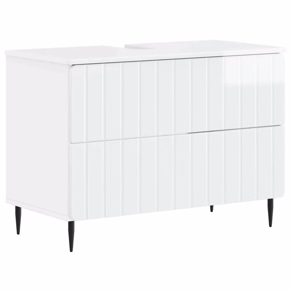 Armadio per lavabo da bagno moderno vidaXL bianco lucido con ante e cassetti L/P/H: 82 x 41 x 58,5 cm – 2