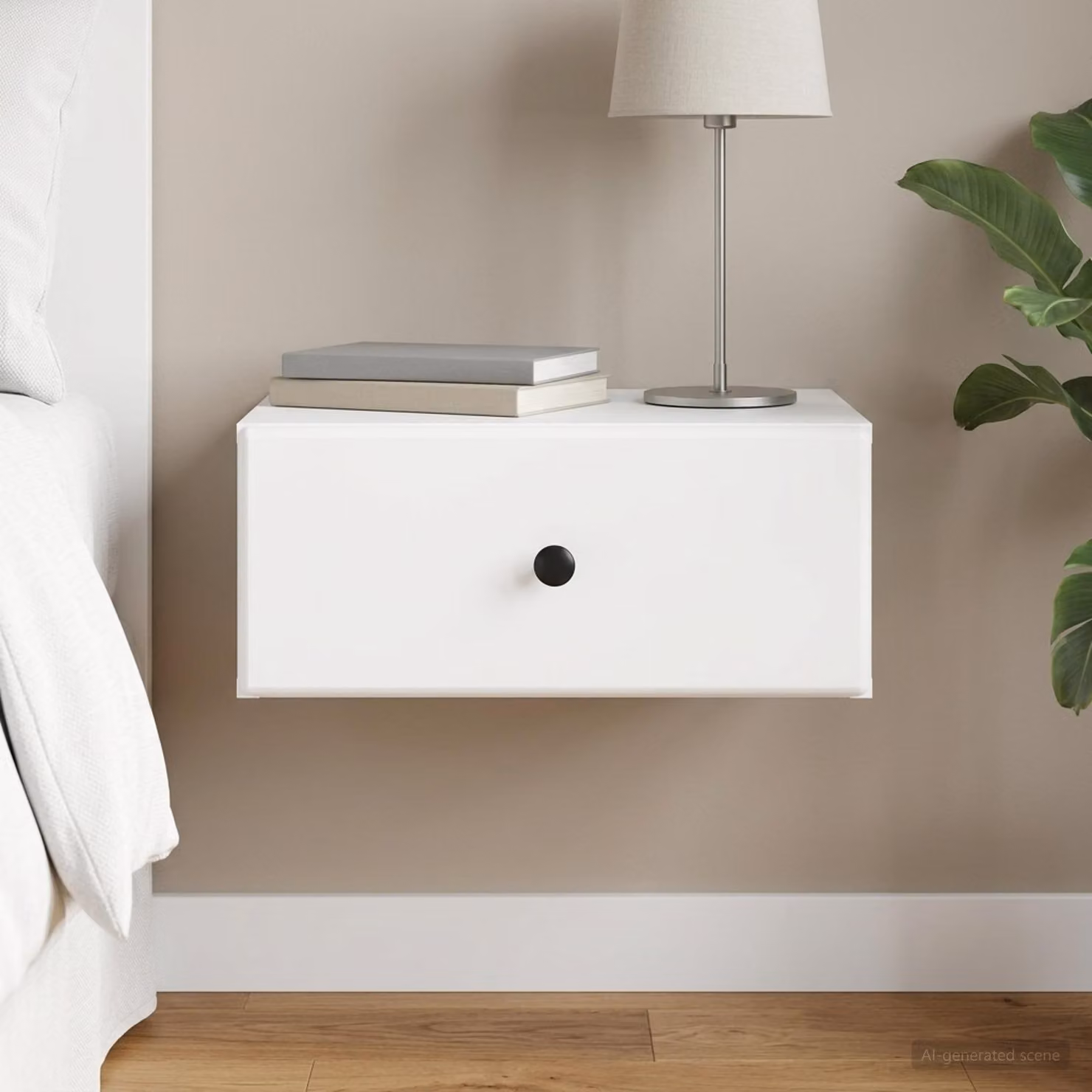 vidaXL Mobiletto da notte sospeso con cassetto Bianco L 49 cm x P 34,5 cm x H 20 cm