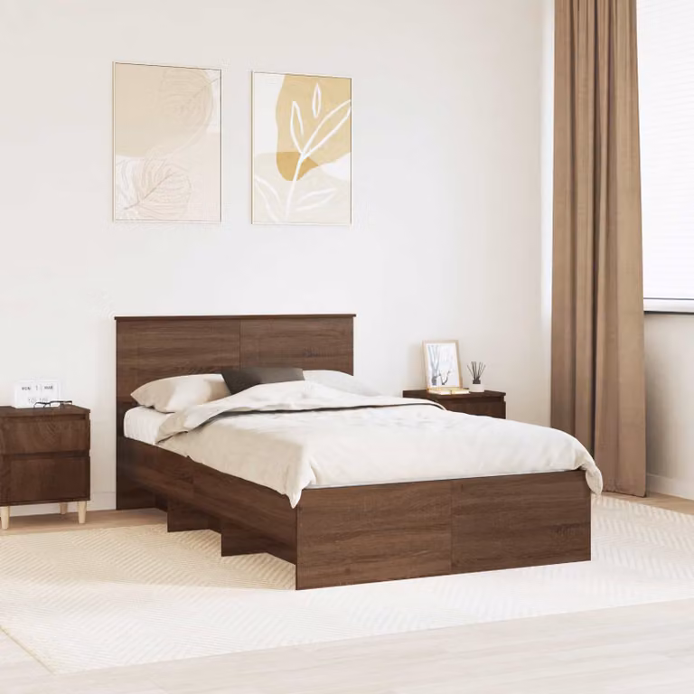 Struttura del letto moderna vidaXL in legno color rovere marrone L/P: 120 x 190 cm