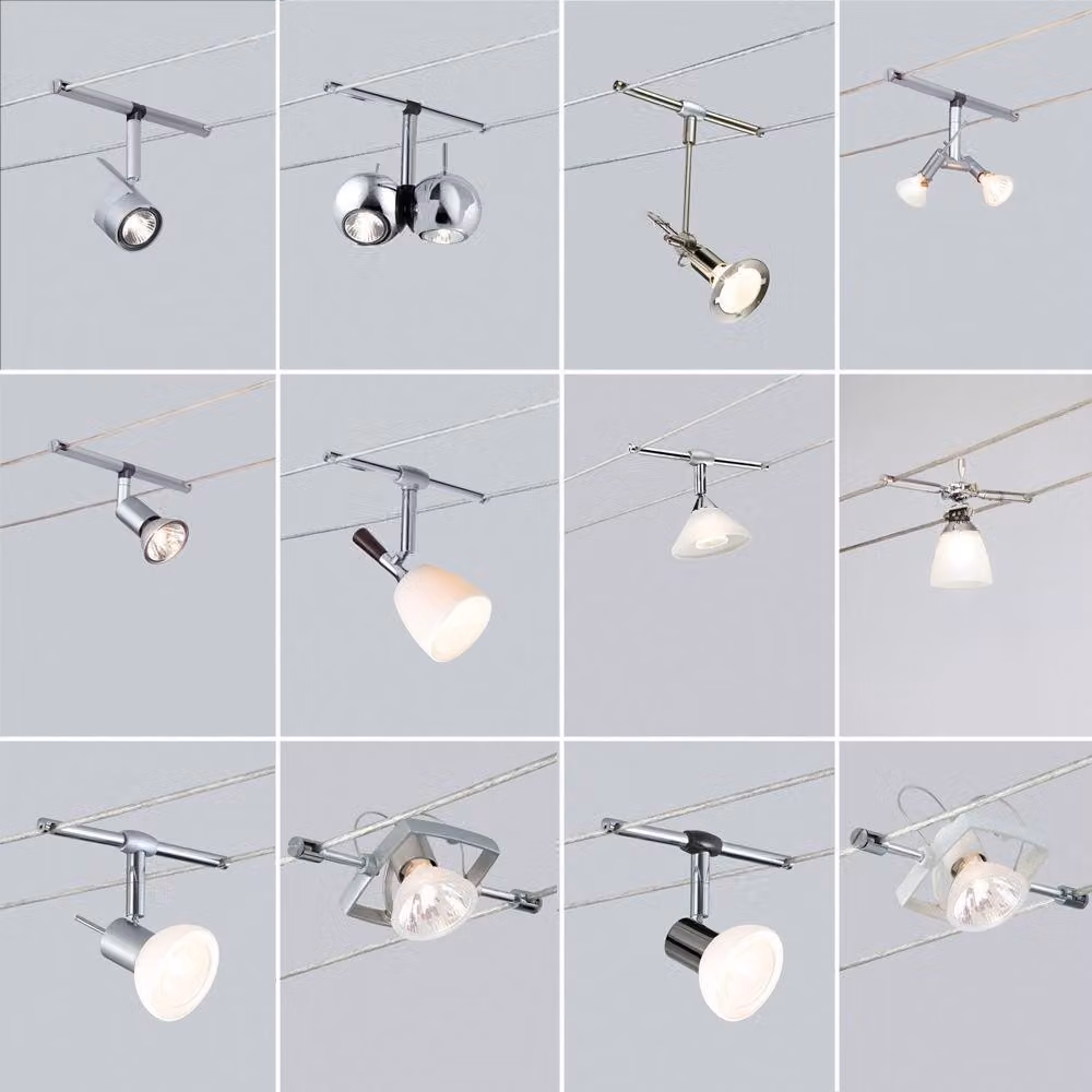 Paulmann Wire Systems, sistema di illuminazione a corrente continua, faretto QuadLED, 1x4W, finitura cromata opaca, 12V DC, materiale: plastica