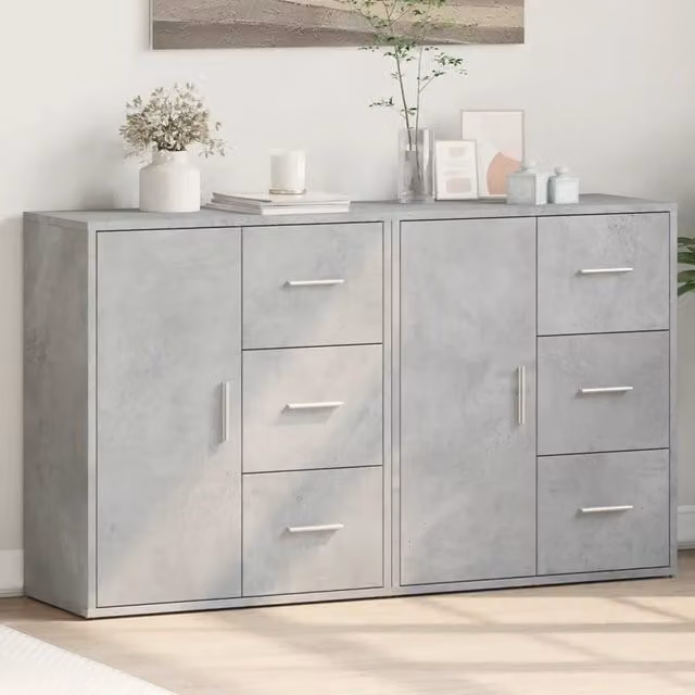 Set di 2 credenze vidaXL in legno multistrato grigio, modello moderno da appendere alla parete, L: 60 cm, P: 31 cm, H: 70 cm