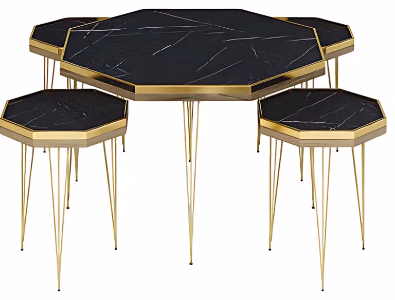 Elegantes Wohnzimmer-Set Schwarz MDF Edelstahl modern