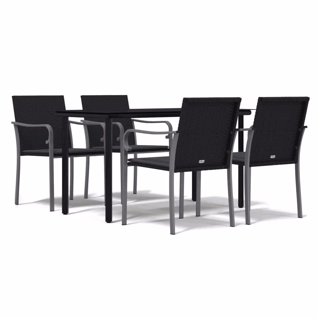 Set Pranzo da Giardino 5pz con Cuscini in Polyrattan e Acciaio