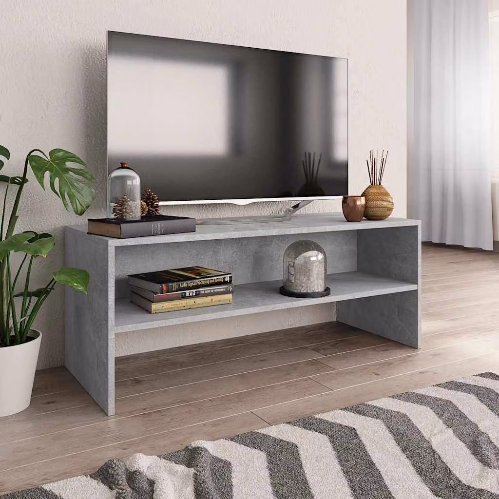 Mobile Porta TV vidaXL Grigio Cemento in Legno e MDF con Ruote L 100 x P 40 x H 40 cm