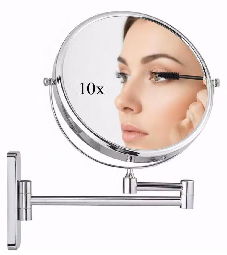 Specchio da trucco a forma di bacchetta con ingrandimento 10x, 18 cm