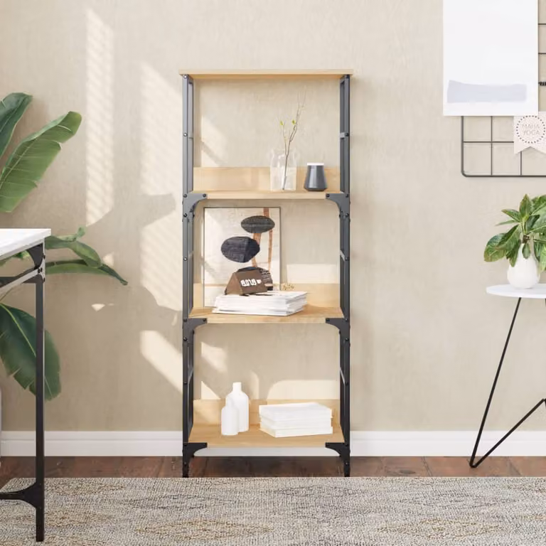 Libreria stile industrial vidaXL in legno e metallo marrone, L 50 cm, P 33 cm, H 117,5 cm
